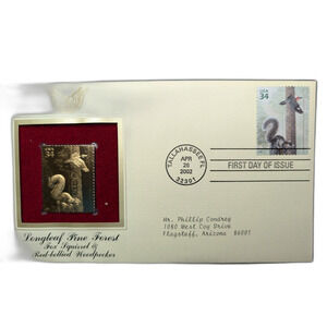 Longleaf Pine Forest – Fox Squirrel & Red-bellied Woodpecker –Gold Stamp Replica